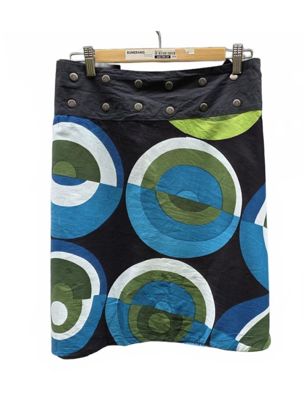 Pacap Reversible Mini Wrap Skirt Adjustable Snap Waist Boho Geometric Print